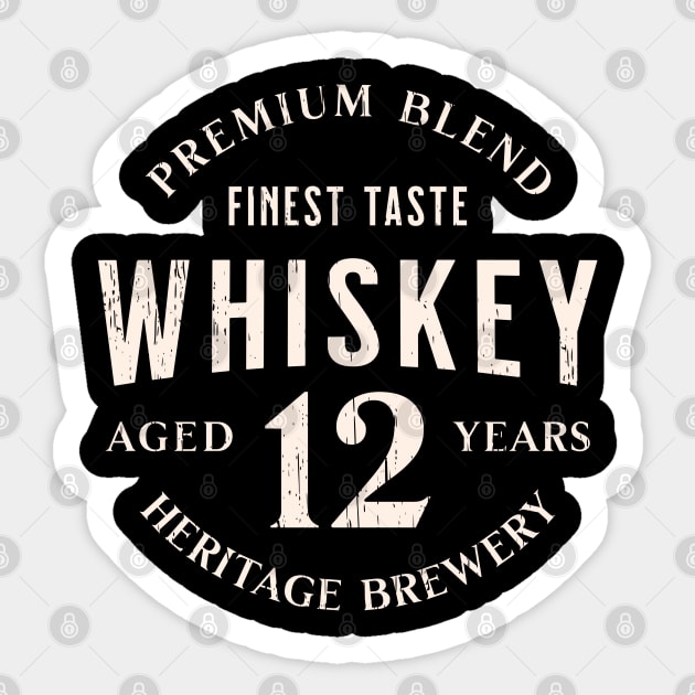 Vintage whiskey 12 years label distressed Sticker by SpaceWiz95